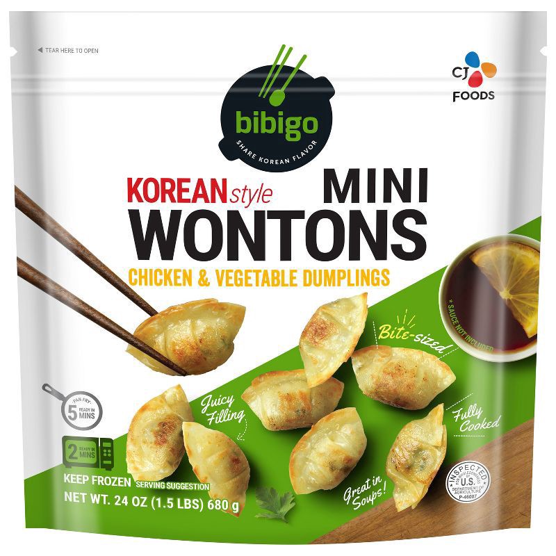 slide 1 of 4, Bibigo Wontons Chicken & Vegetable Dumplings Mini 24 oz, 24 oz