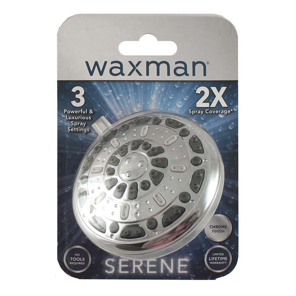 slide 1 of 1, Waxman Serene 3 Position Chrome Fixed Shower Head., 1 ct
