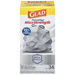 Glad Forceflex Maxstrength Grab Zone Drawstring Odor Shield 13 Gallon - 34 Count
