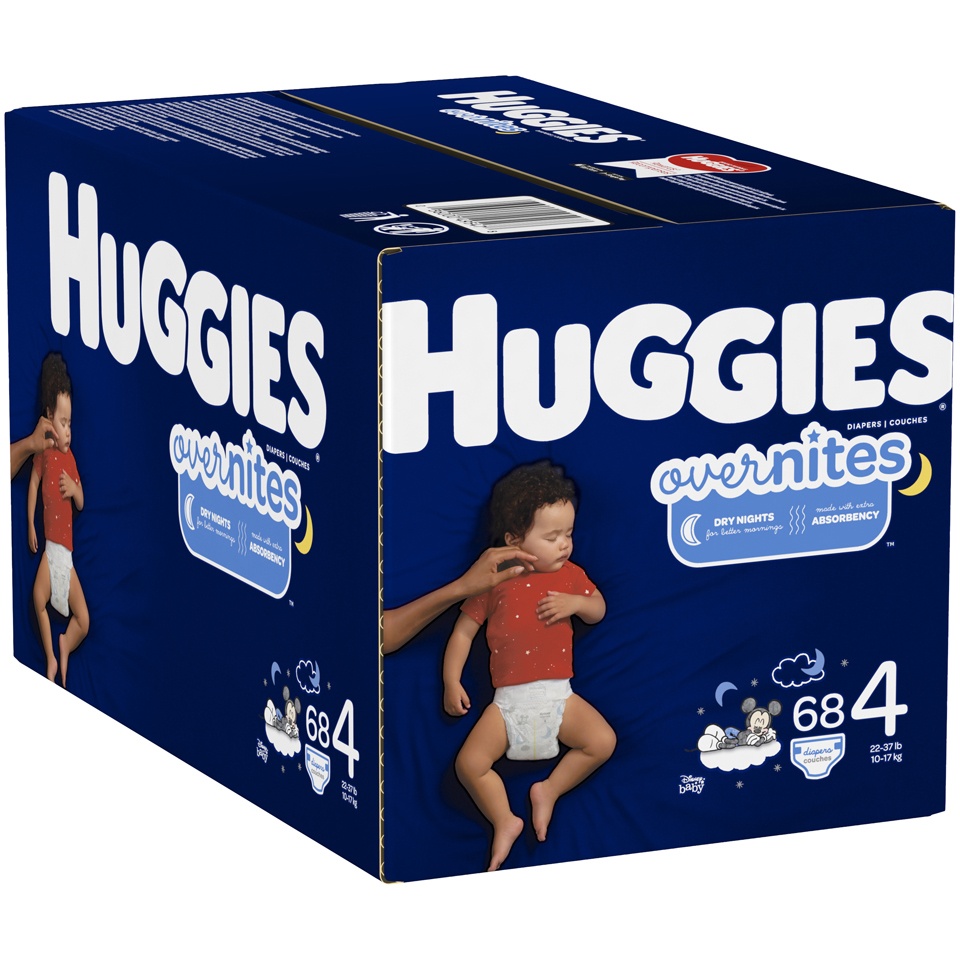 slide 2 of 3, Huggies OverNites Diapers - Size 4, 74 ct