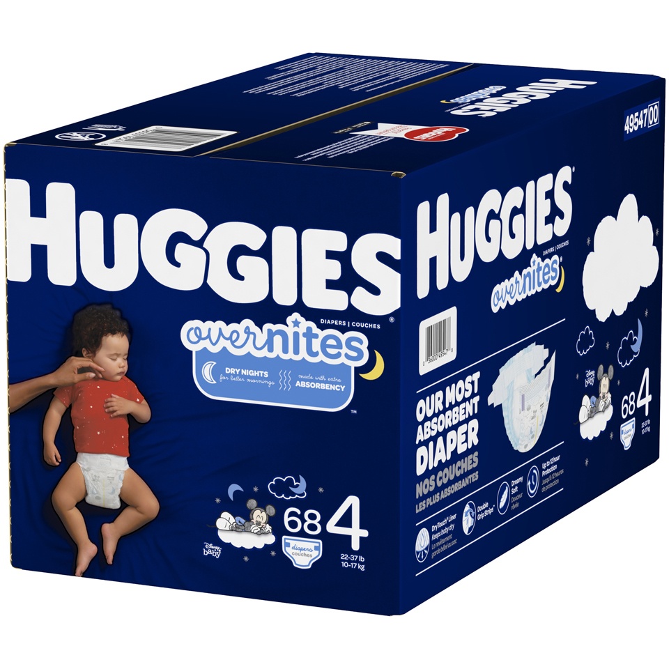slide 3 of 3, Huggies OverNites Diapers - Size 4, 74 ct