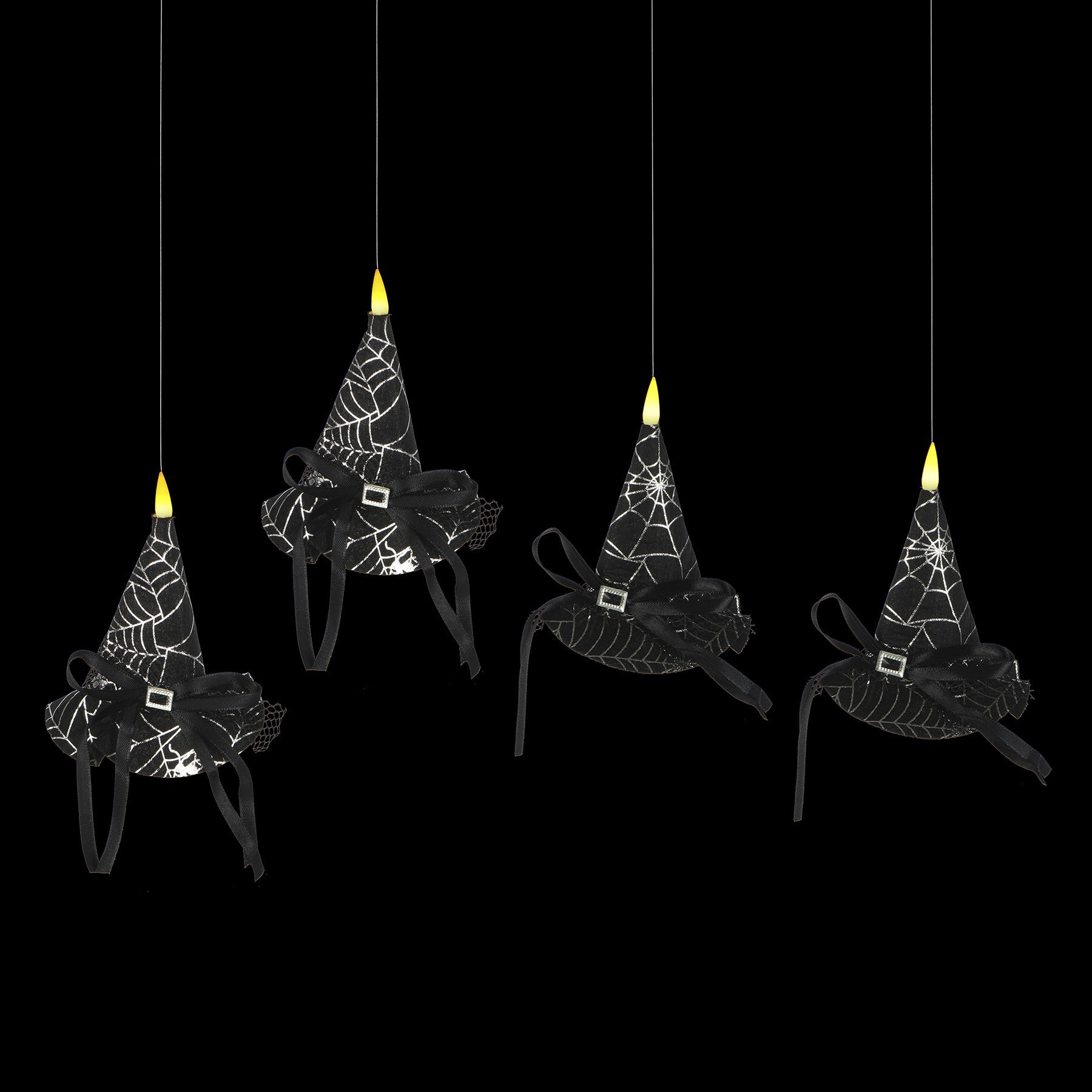 slide 2 of 2, 4ct. Warm White Led Hanging Black Witch Hat Candles By Ashland, 4 ct
