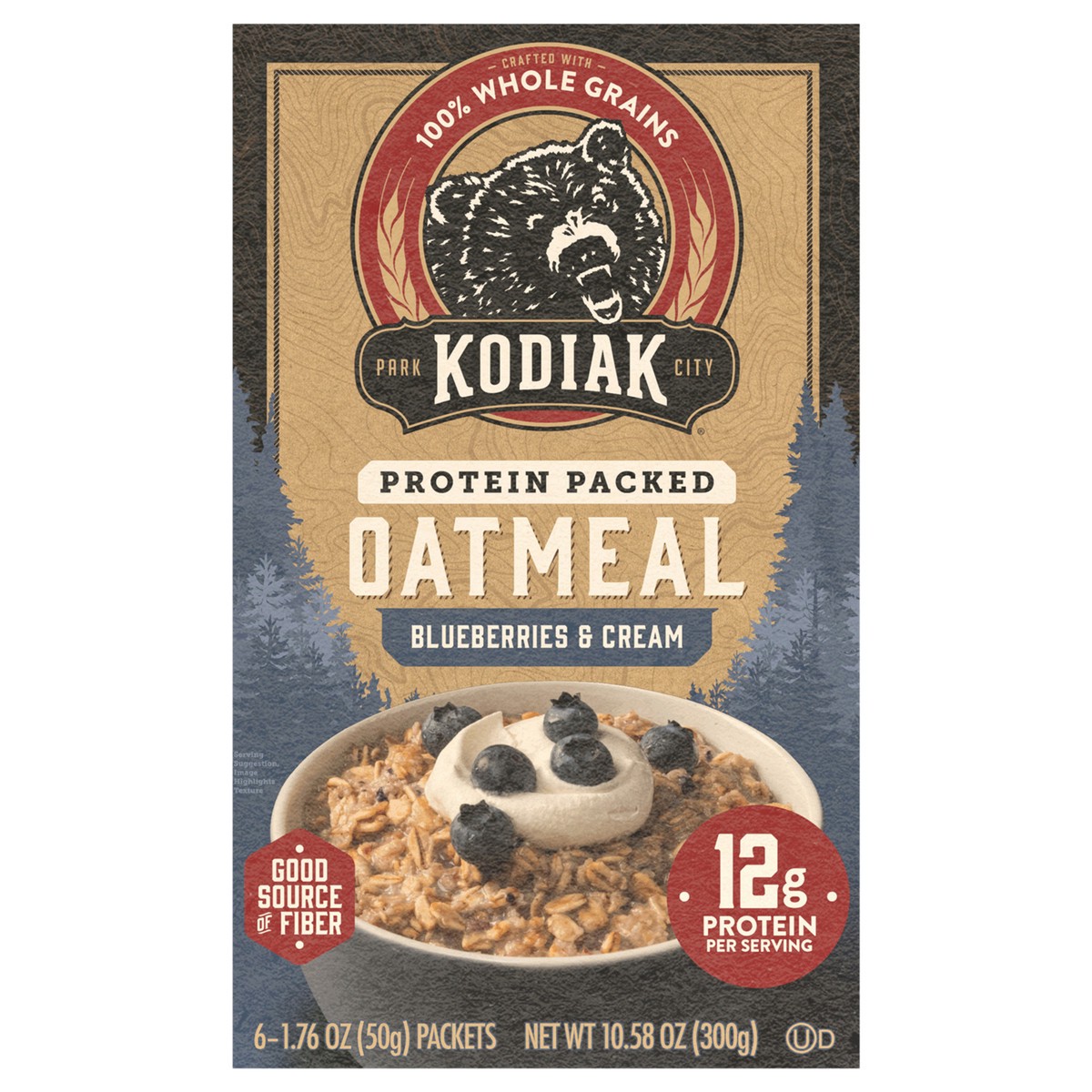 slide 1 of 1, Kodiak Cakes Oatmeal Packets, Blueberries & Cream, 6 ct, 6 ct