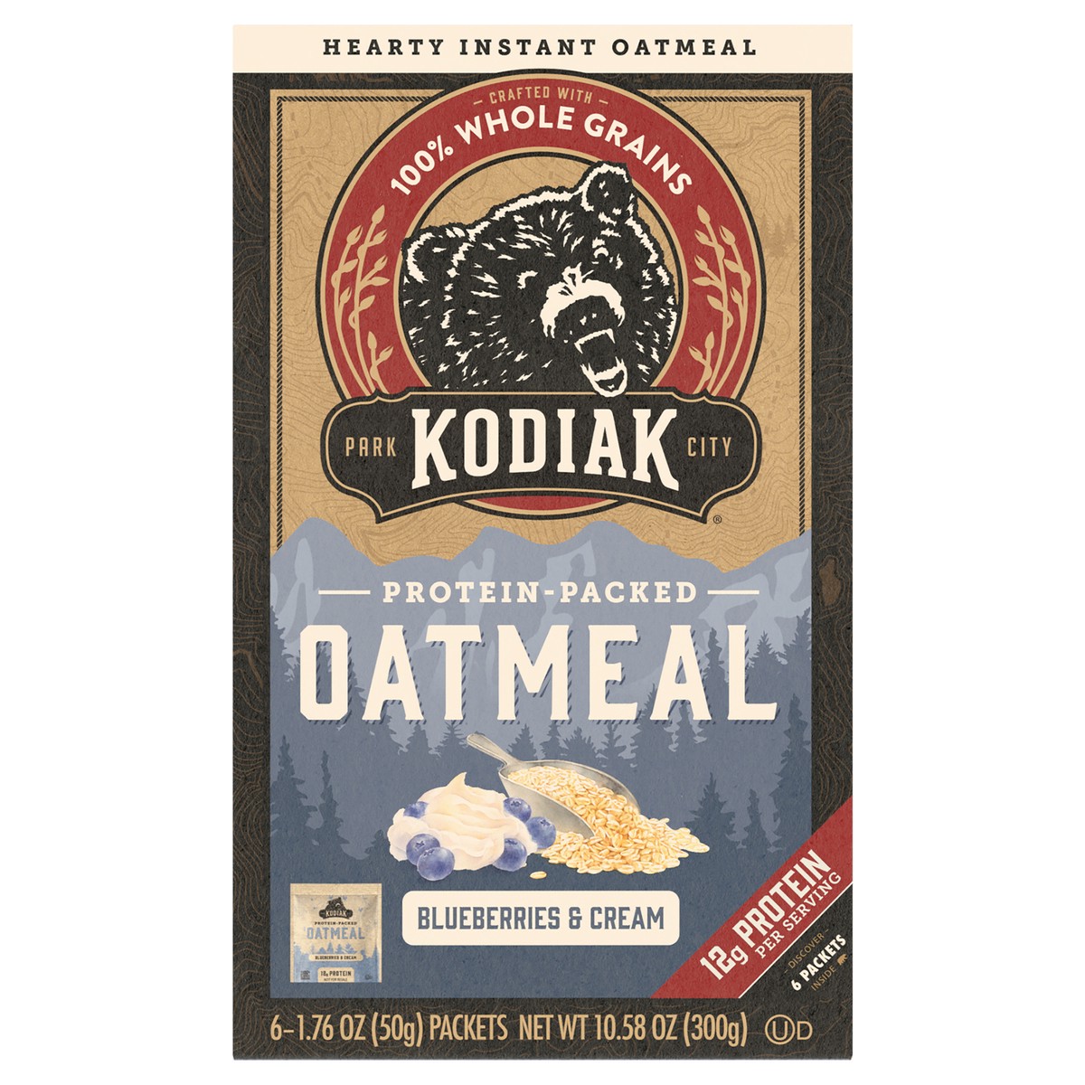 slide 1 of 1, Kodiak Cakes Oatmeal Packets, Blueberries & Cream, 6 ct, 6 ct