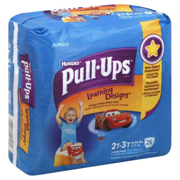 slide 1 of 1, Huggies Pull-Ups Jumbo Learning Designs Boy Training Pants 2T-3T, 26 ct