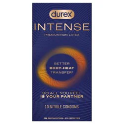 Durex Intense Nitrile Condoms, Ultra Thin Non Latex Condoms Lubricated with Silicone Lube