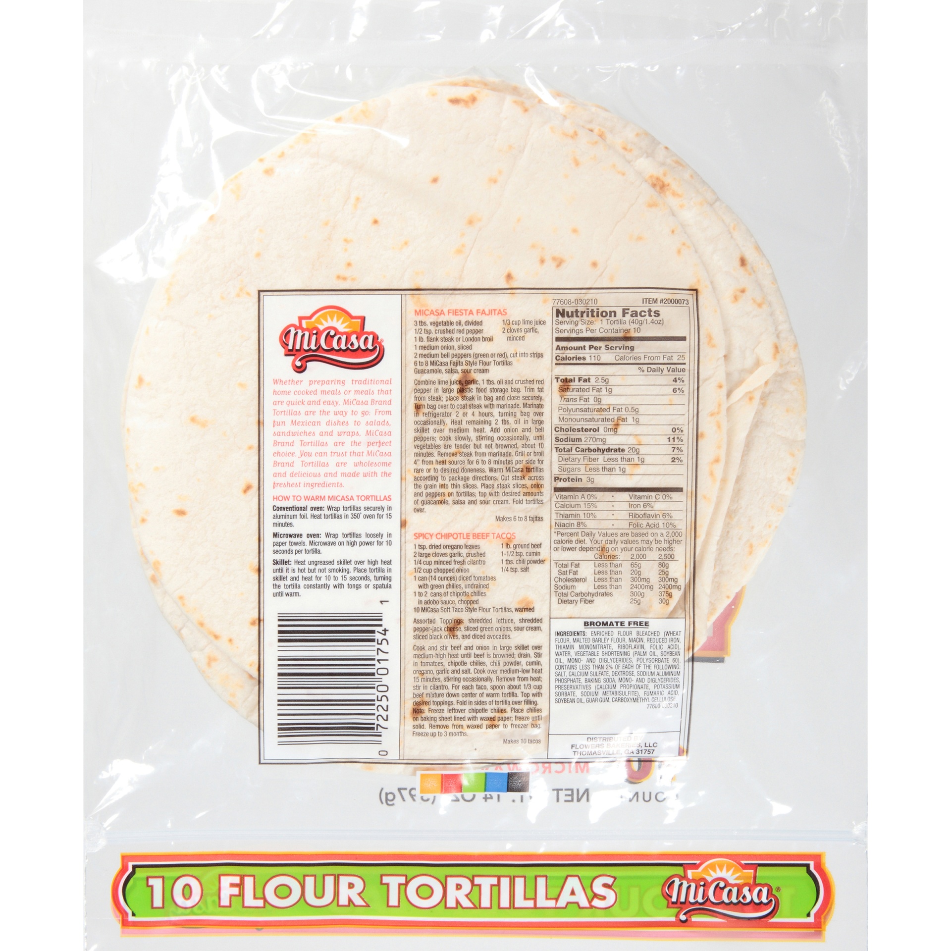 slide 4 of 6, MiCasa Fajita Style Flour Tortillas, 10 ct; 14 oz