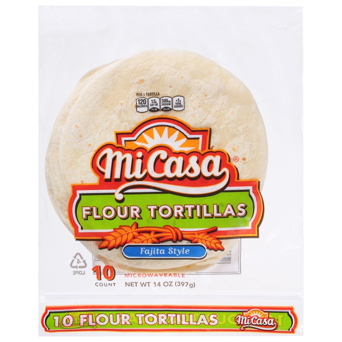 slide 1 of 9, MiCasa Fajita Style Flour Tortillas 10 ea, 10 ct