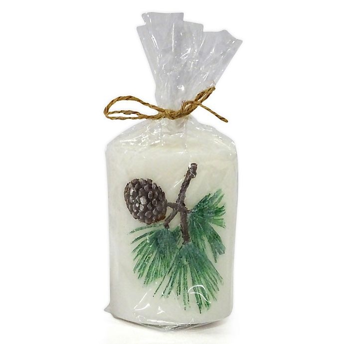 slide 1 of 1, Zodax Craft Pine Cone Pillar Candle - White, 4 in