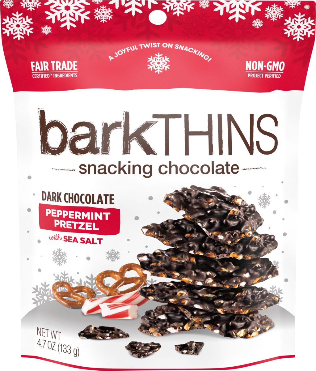 slide 2 of 4, barkTHINS Holiday Dark Chocolate Peppermint Pretzel with Sea Salt, 4.7 Ounces, 4.7 oz