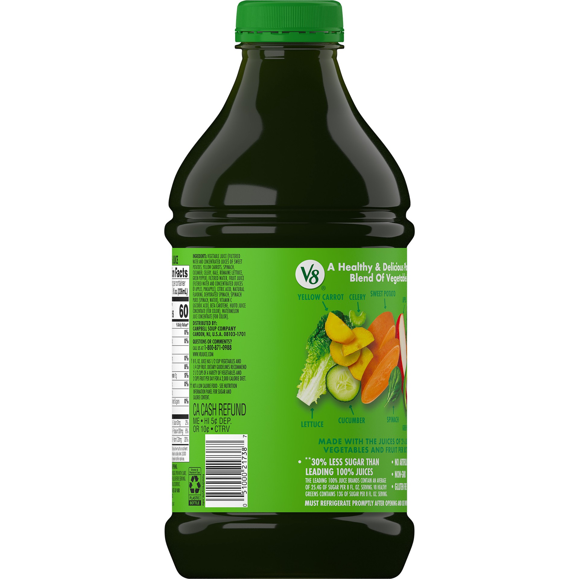 slide 2 of 5, V8 Veggie Blend Healthy Greens Vegetable Fruit Juice Bottle, 46 fl oz