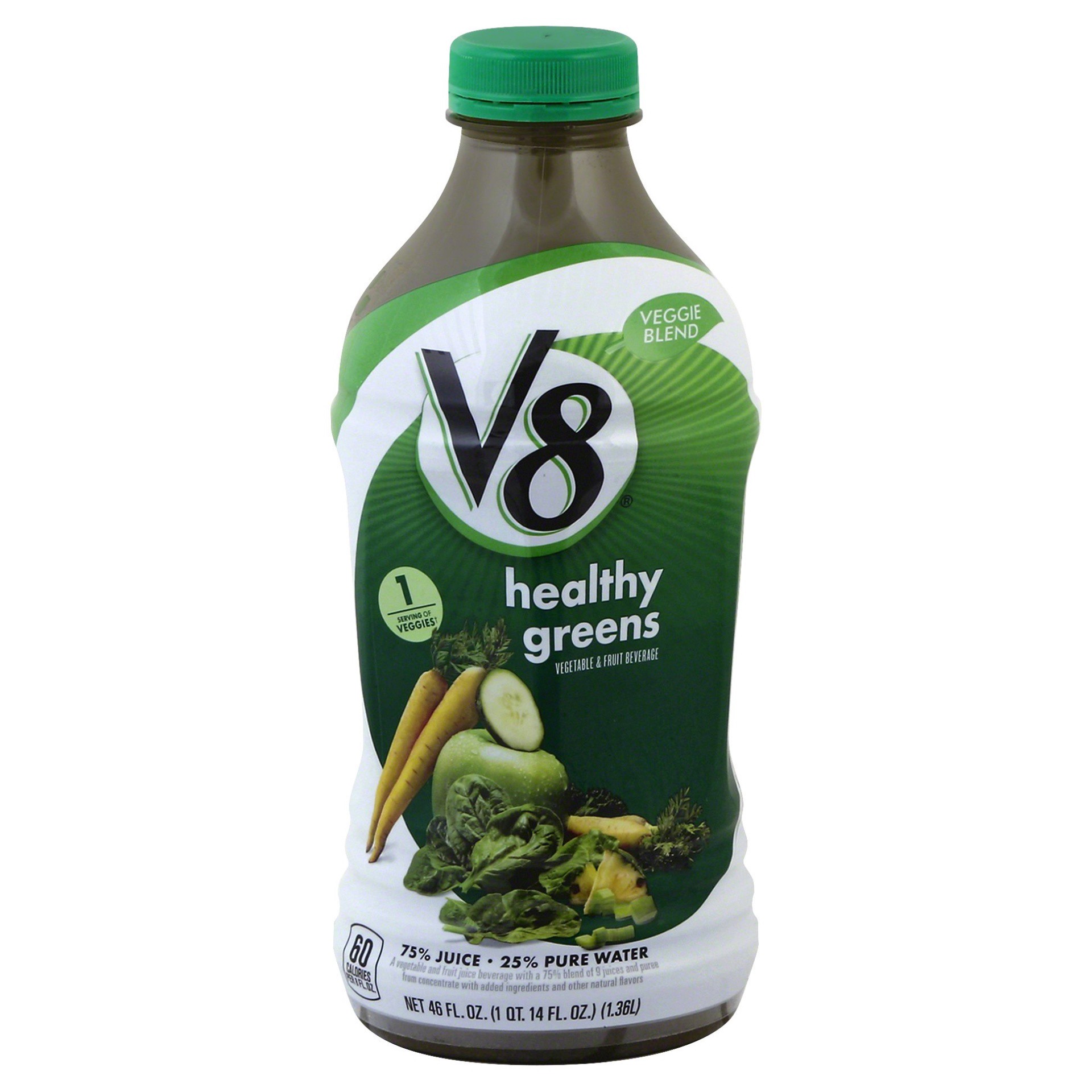 slide 1 of 5, V8 Veggie Blend Healthy Greens Vegetable Fruit Juice Bottle, 46 fl oz
