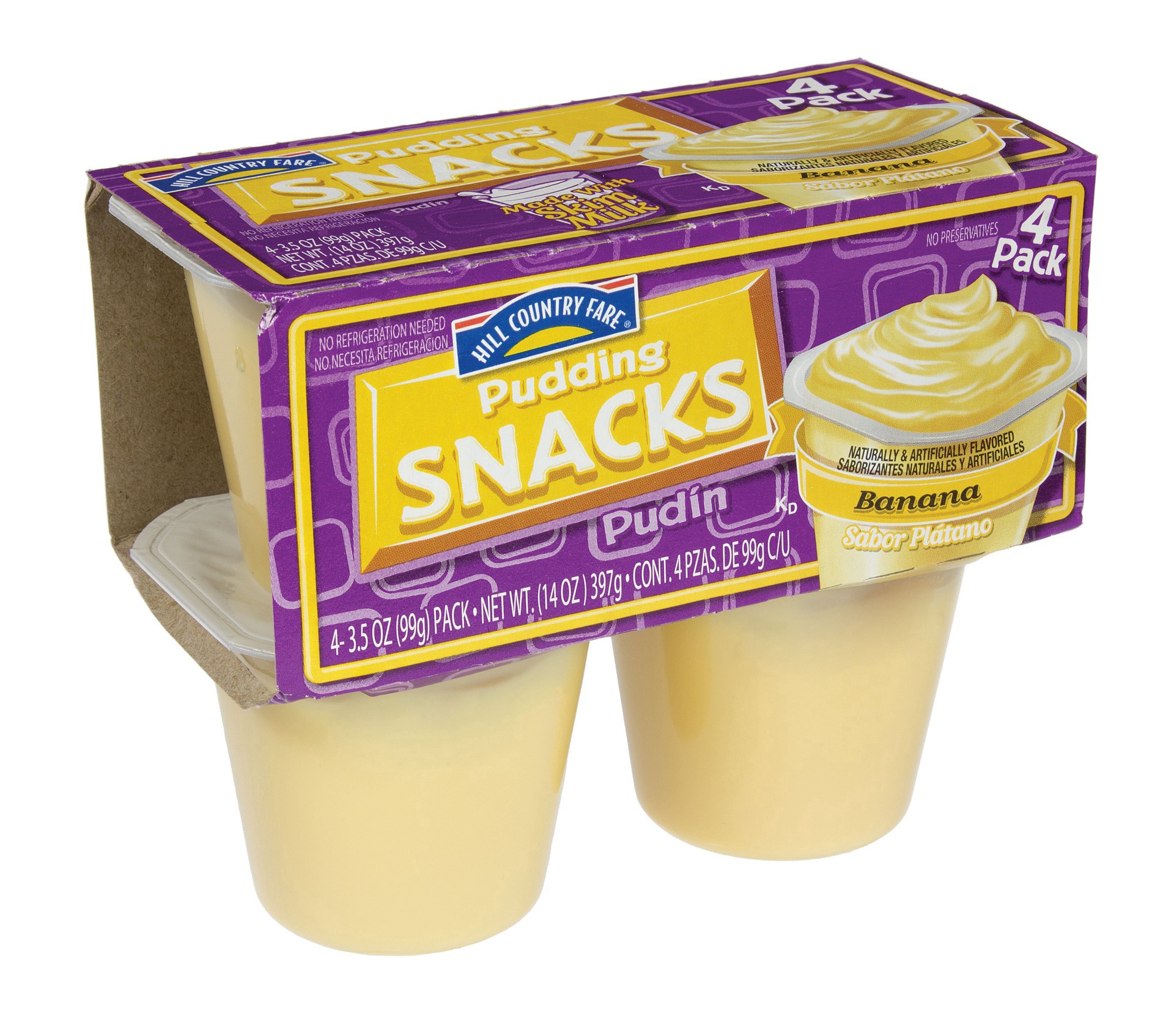 slide 1 of 1, Hill Country Fare Banana Pudding Cups, 4 ct; 3.5 oz