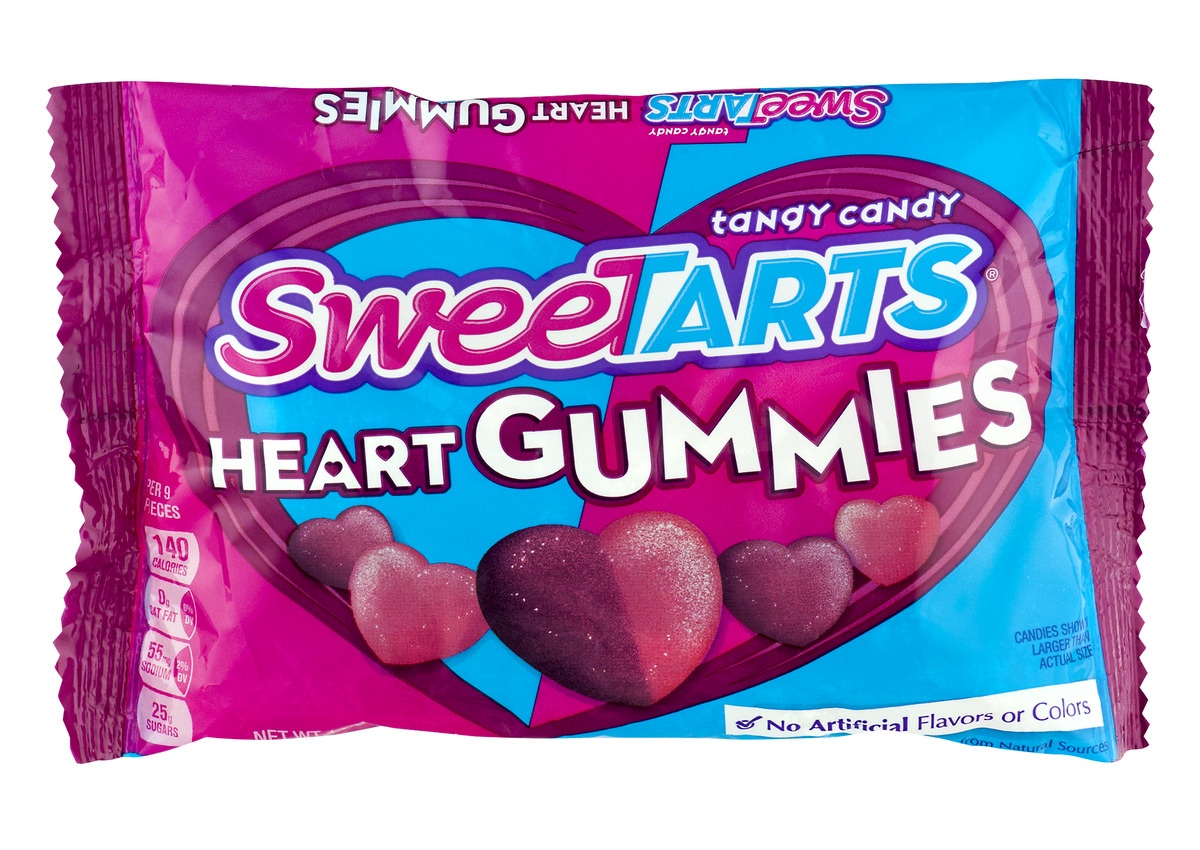 slide 1 of 8, SweeTARTS Valentine's Heart Gummies, 11 oz