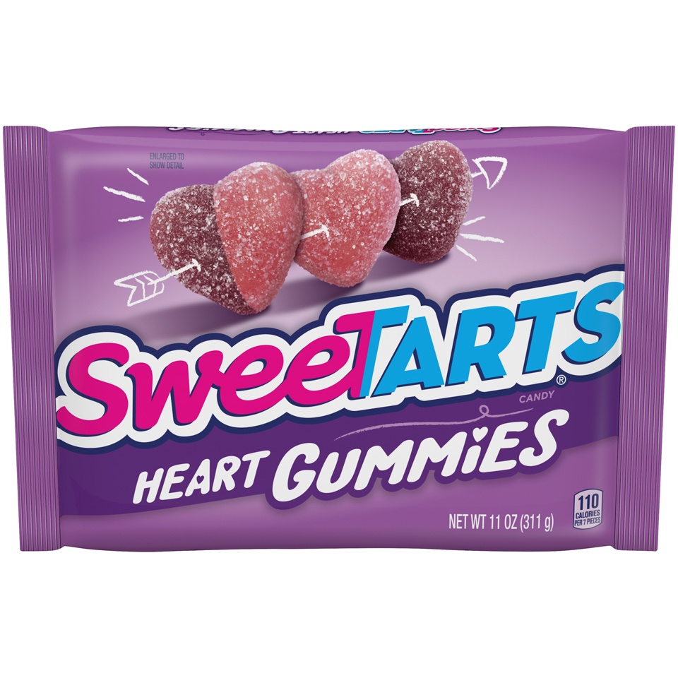 slide 1 of 8, SweeTARTS Valentine's Heart Gummies, 11 oz