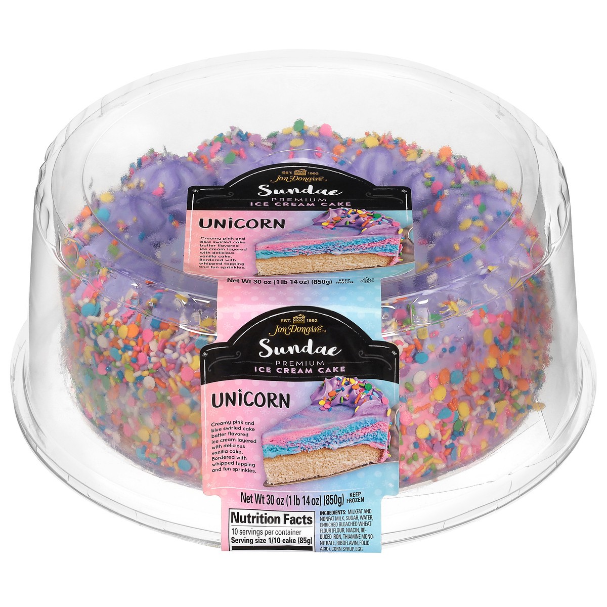 slide 8 of 13, Jon Donaire Sundae Premium Unicorn Ice Cream Cake 30 oz, 30 oz