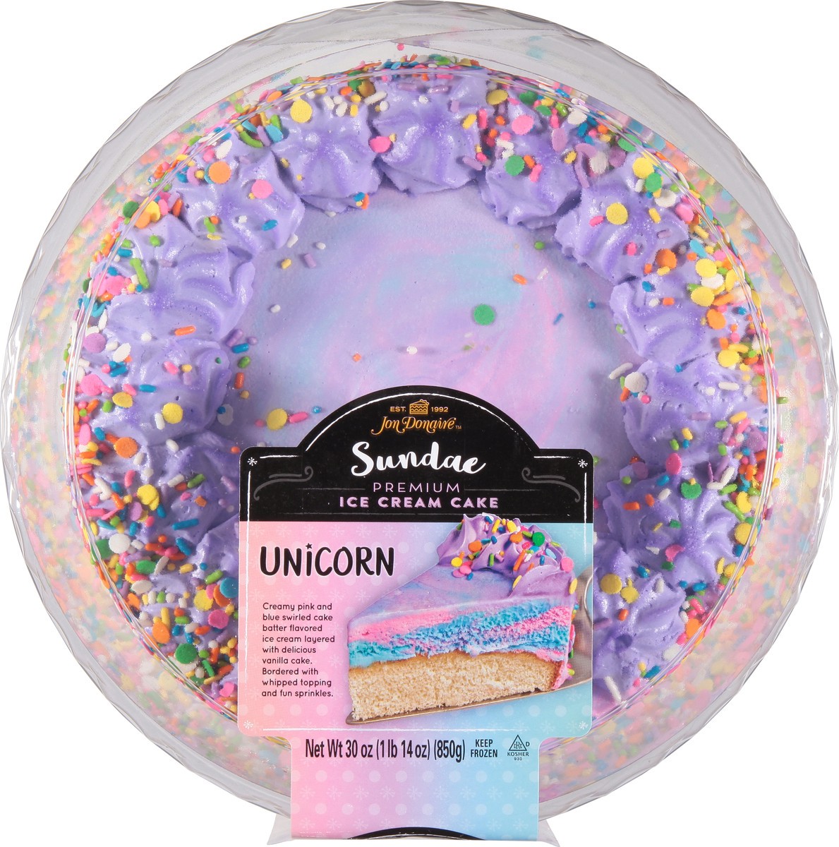 slide 12 of 13, Jon Donaire Sundae Premium Unicorn Ice Cream Cake 30 oz, 30 oz