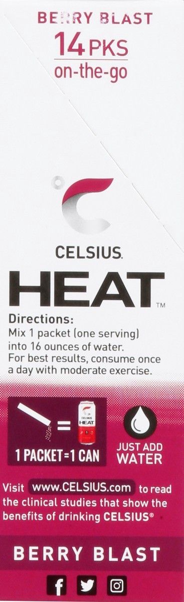 slide 3 of 9, CELSIUS Heat Berry Blast Powder Sticks 14 ea, 14 ct