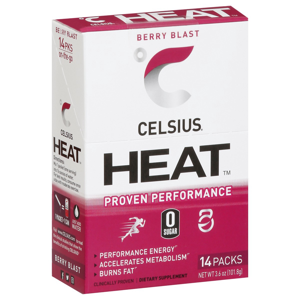 slide 8 of 9, CELSIUS Heat Berry Blast Powder Sticks 14 ea, 14 ct