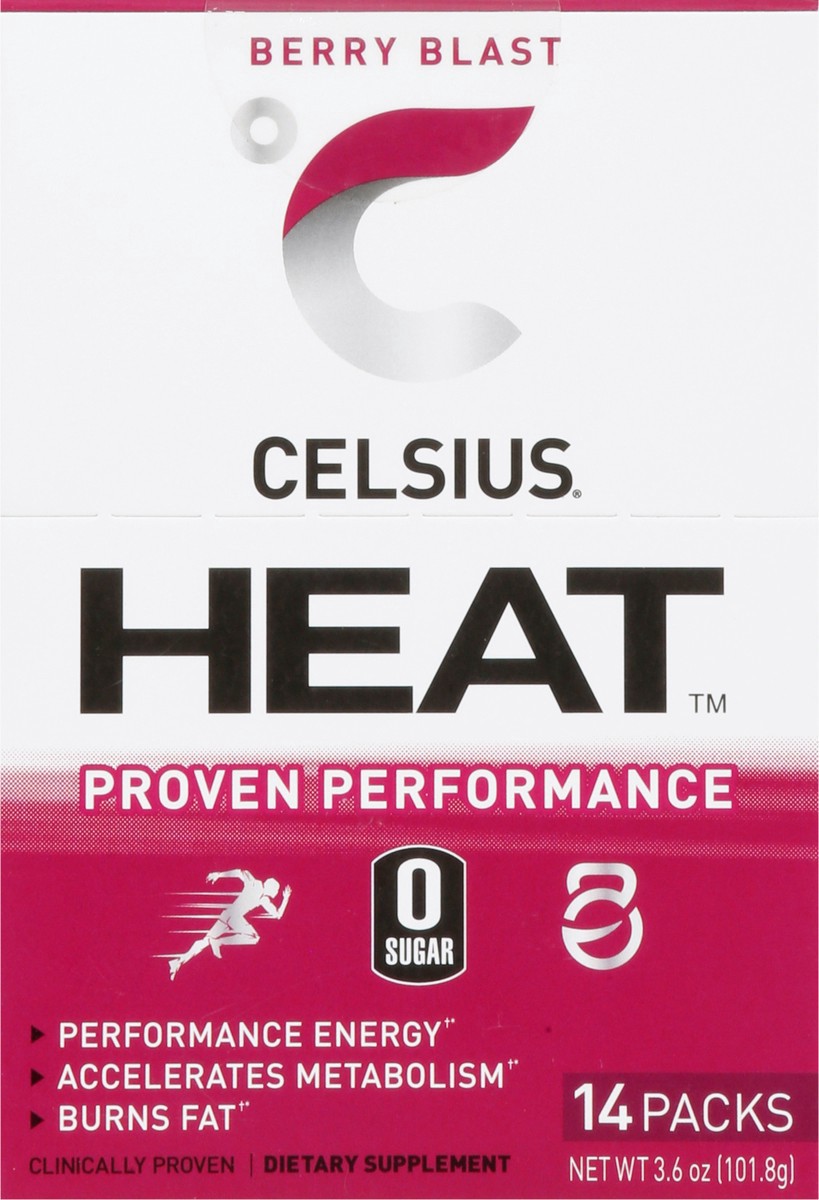 slide 9 of 9, CELSIUS Heat Berry Blast Powder Sticks 14 ea, 14 ct