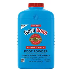 Gold Bond Medicated Talc-Free Foot Powder 4 oz., Maximum Strength Odor Control &amp; Itch Relief