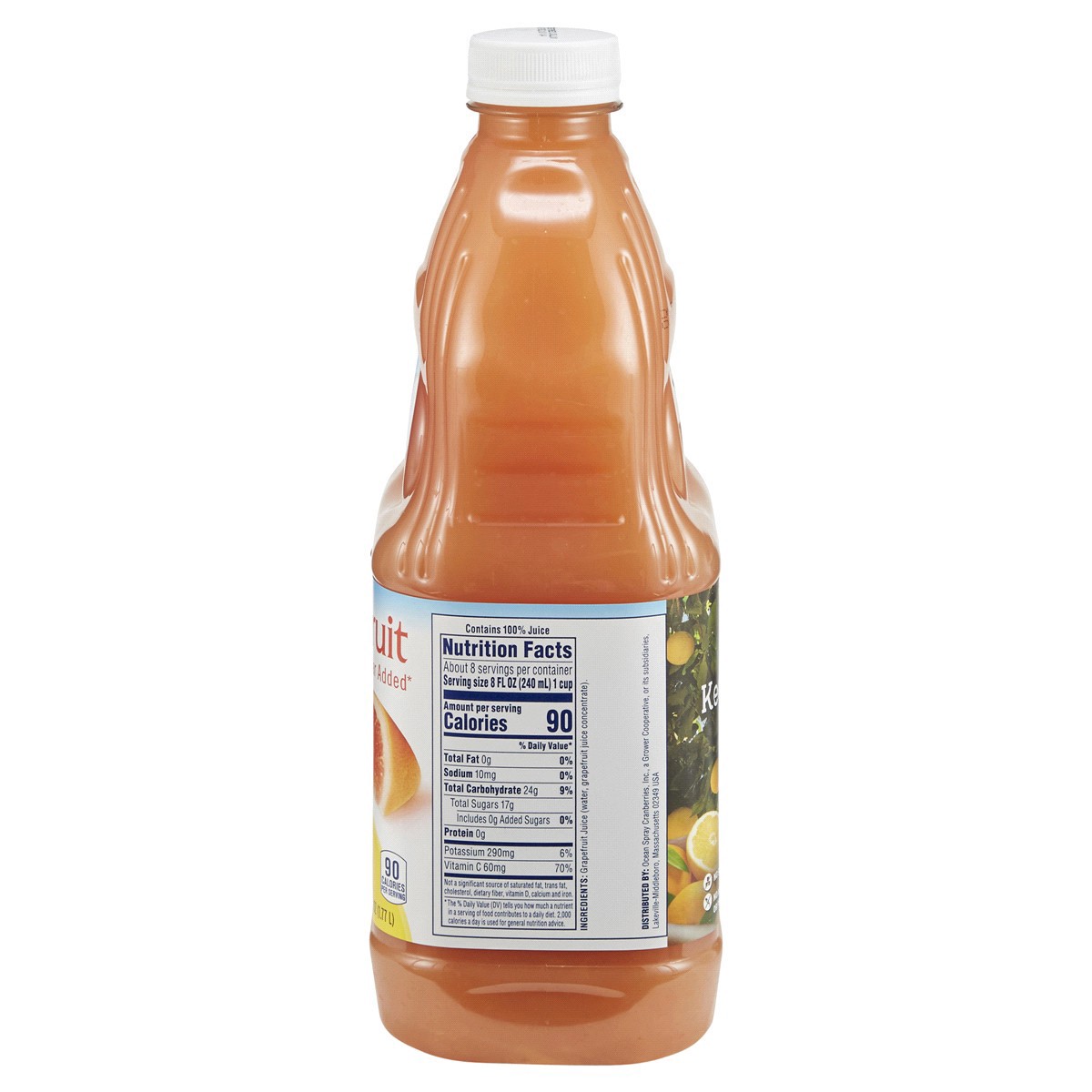 slide 5 of 5, Ocean Spray 100% Grapefruit Juice, 100% Juice, 60 Fl Oz Bottle, 60 fl oz