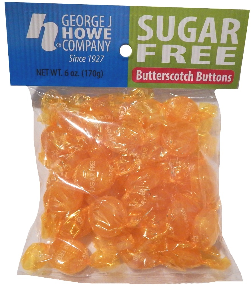 slide 1 of 1, Howe Sugar Free Butterscotch Buttons 6 oz, 