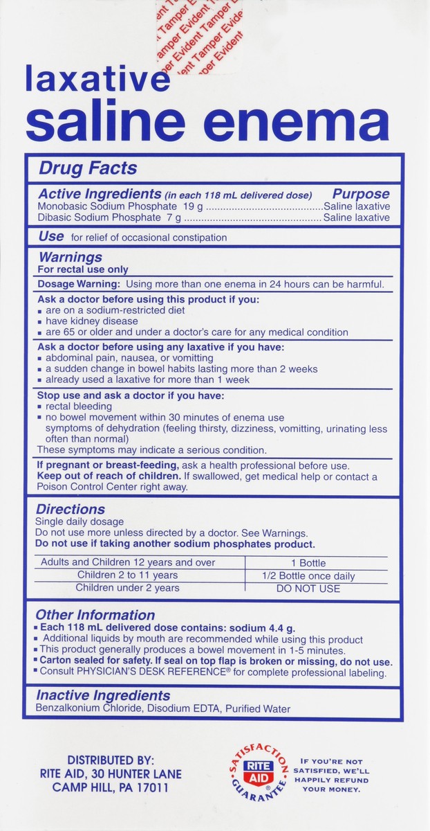 slide 5 of 5, Rite Aid Enema Twin Pack, 2 ct; 4.5 fl oz