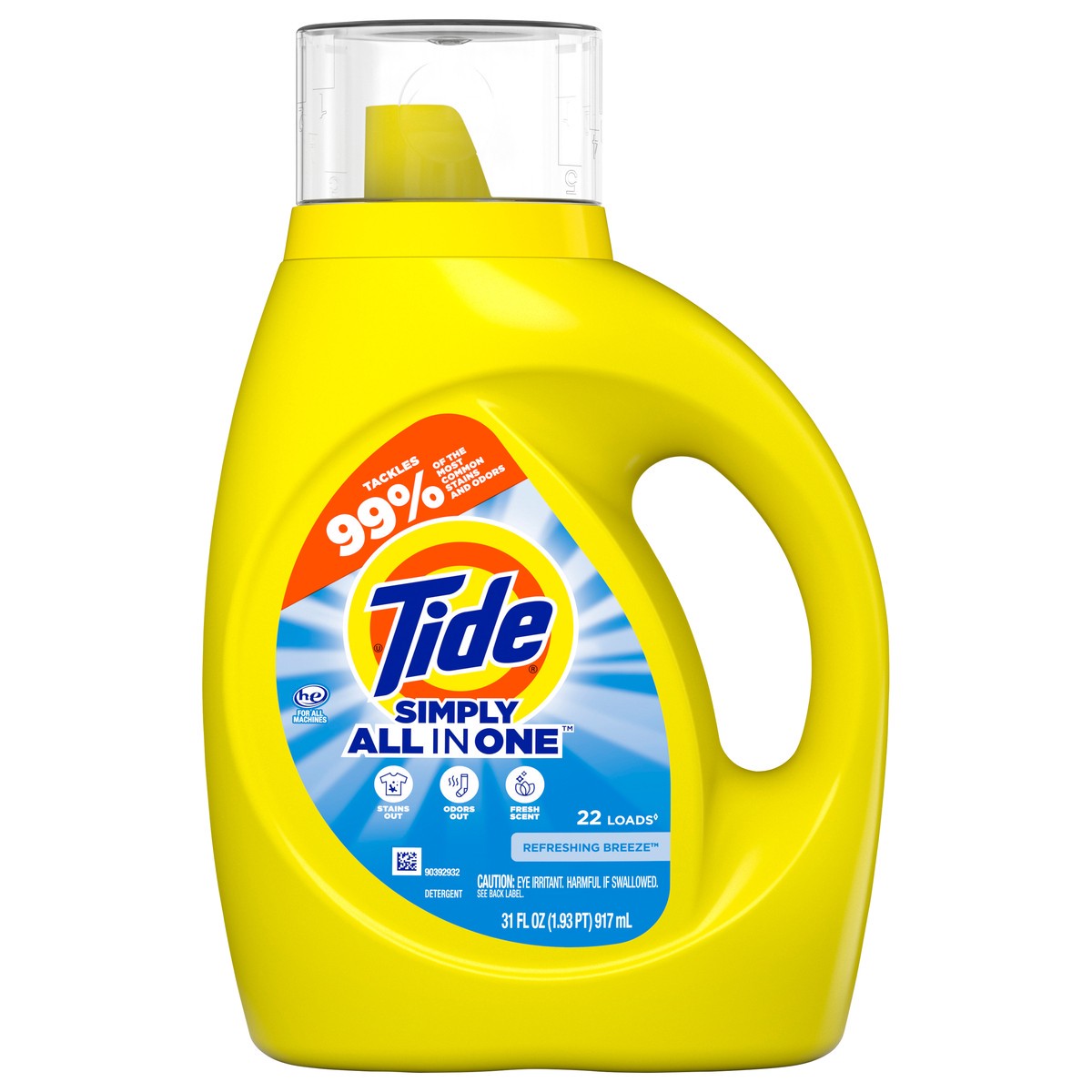 slide 1 of 7, Tide Simply Liquid Laundry Detergent, Refreshing Breeze, 31 oz, 22 loads, 31 fl oz