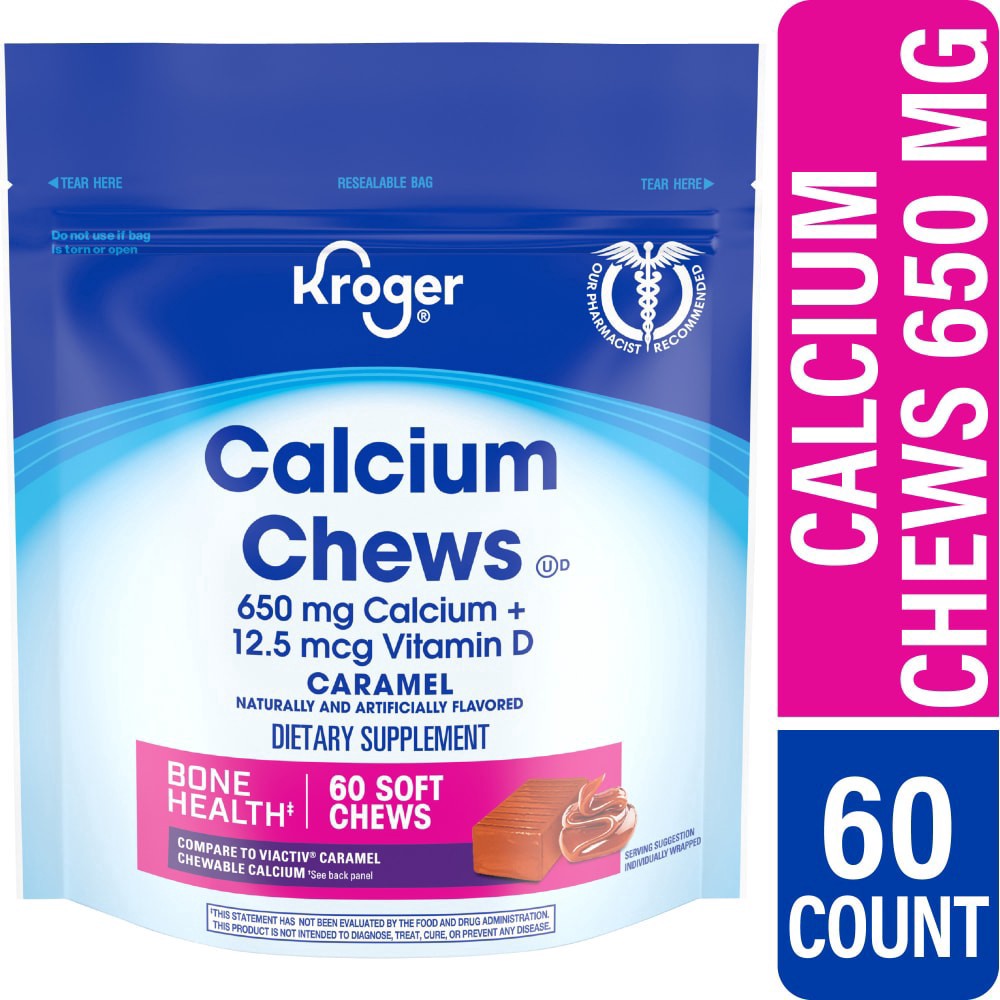 slide 3 of 6, Kroger Caramel Calcium, 60 ct