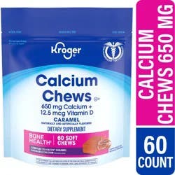 Kroger Caramel Calcium Chews 650 mg, 60 ct