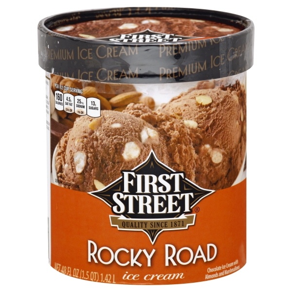 slide 1 of 1, First Street Rocky Road Ice Cream, 48 oz