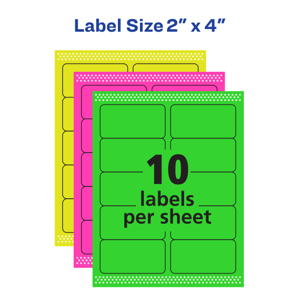 slide 5 of 7, Avery High-Visibility Permanent Laser Id Labels, 5978, Assorted Colors, 150 ct; 2 in x 4 in
