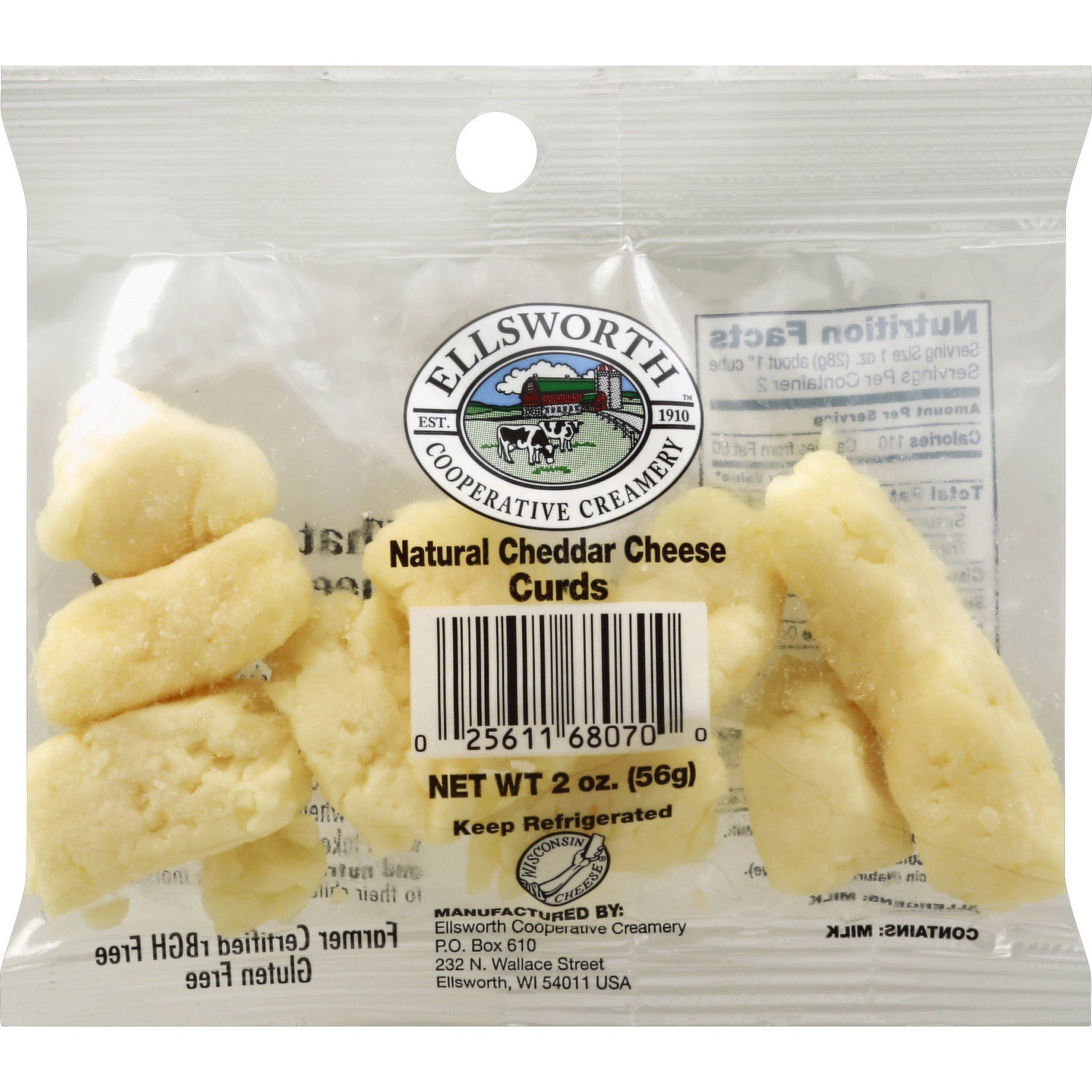 slide 1 of 1, Ellsworth Cooperative Creamery Natural White Cheddar Curds, 2 oz