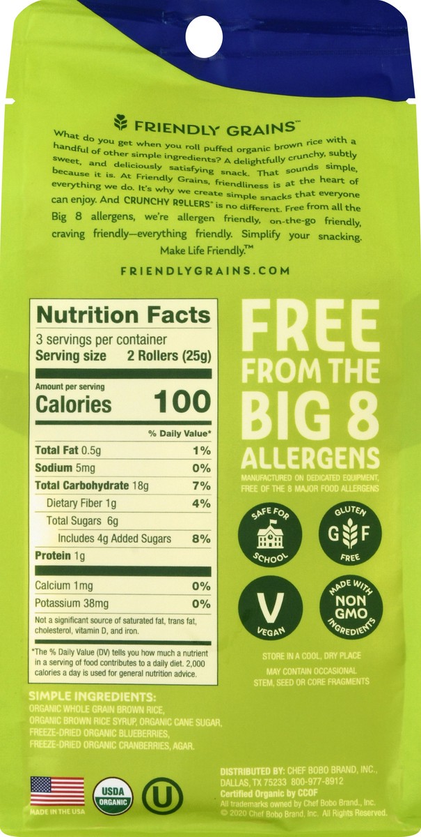 slide 8 of 12, Friendly Grains Mixed Berry Crunchy Rollers 6 ea, 6 ct