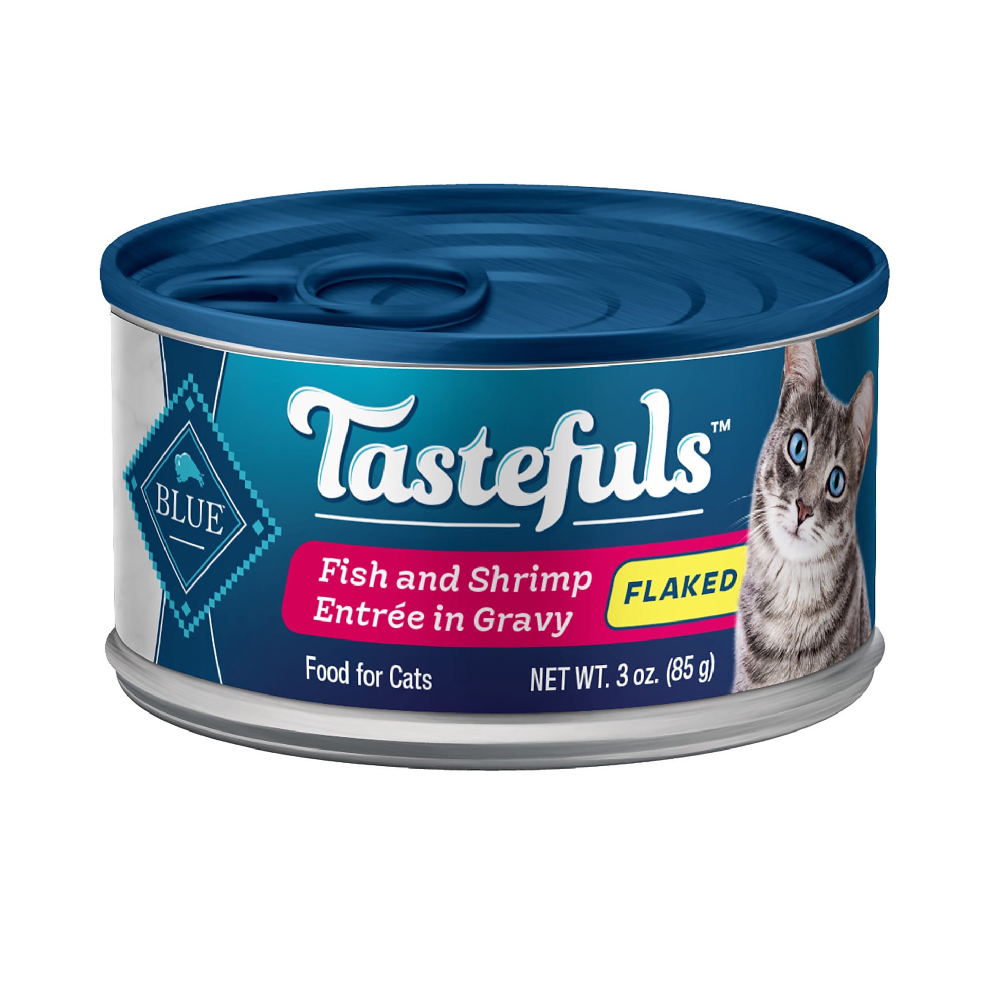 slide 1 of 1, Blue Buffalo Tastefuls Wet Cat Food Flaked Fish And Shrimp Entrée In Gravy, 3 oz