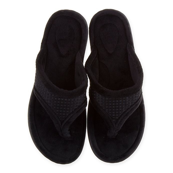 slide 1 of 1, Therapedic Large Women's Thong Slippers - Black, 1 ct