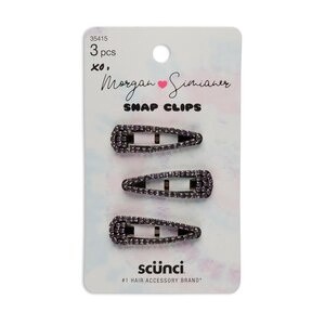 slide 1 of 1, Morgan Simianer Xo scünci Small Rhinestone Snap Clips, 3Ct, 3 ct