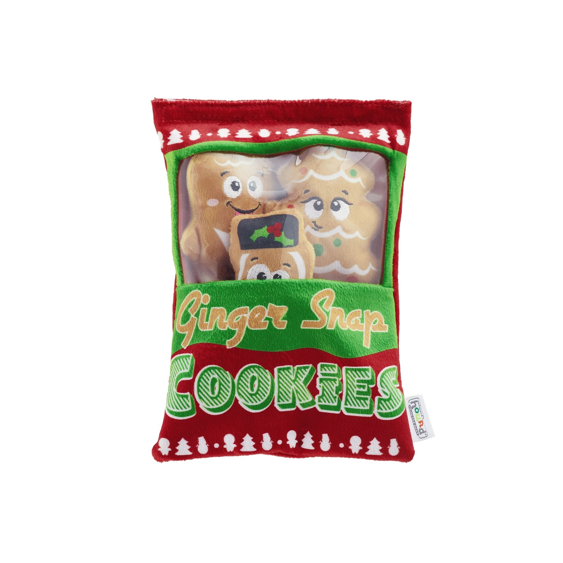 slide 1 of 1, Outward Hound Holiday Ginger Snap Cookies Puzzle Snack Bag Dog Toy - Squeaker, Crinkle, 1 ct