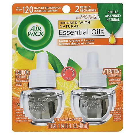 slide 1 of 1, Air Wick Plug In Scented Oil Refills Sweet Orange & Lemon - 2-.67 Fl. Oz., 0.67 fl oz