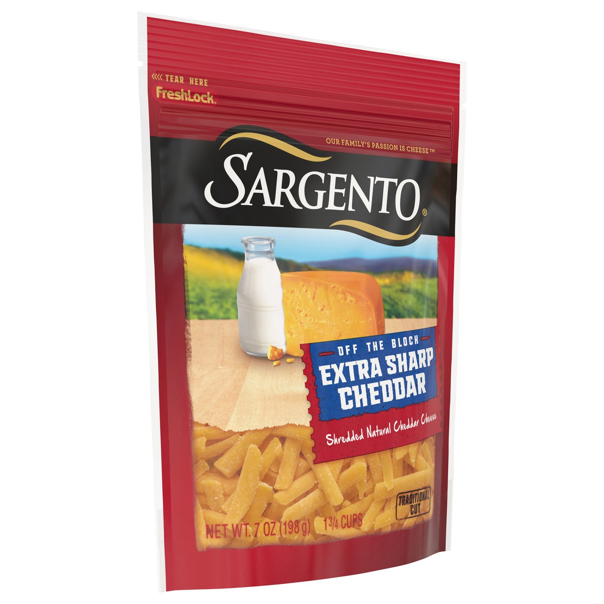 slide 5 of 8, Sargento Off The Block Extra Sharp Cheddar Traditional Cut Shredded Cheese, 7 oz