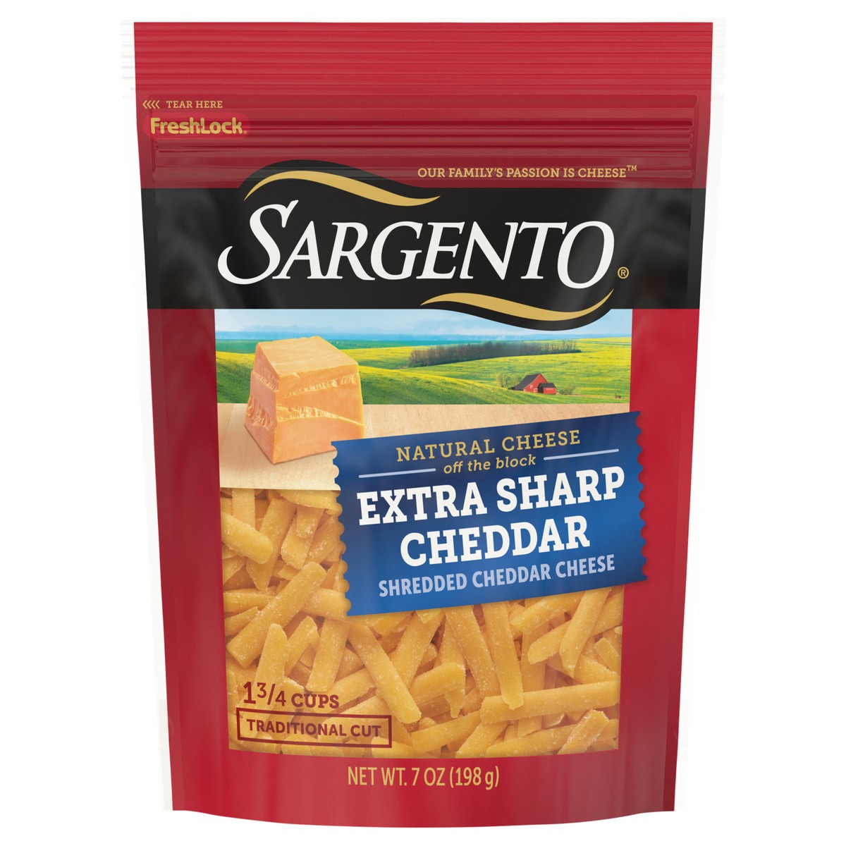 slide 1 of 8, Sargento Off The Block Extra Sharp Cheddar Traditional Cut Shredded Cheese, 7 oz