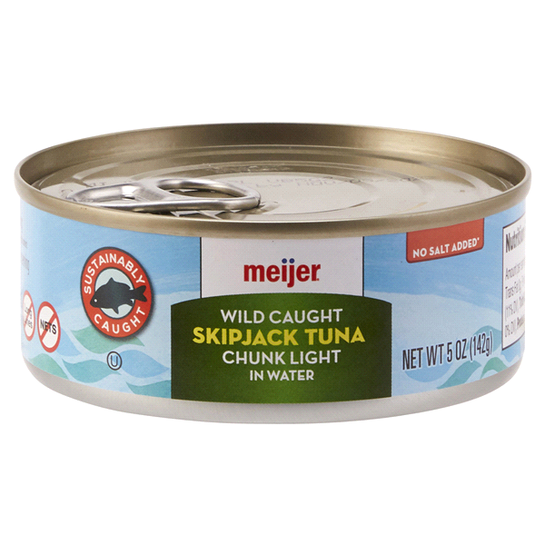 slide 1 of 1, Meijer Wild Caught Chunk Light Skipjack Tuna No Salt Added, 5 oz
