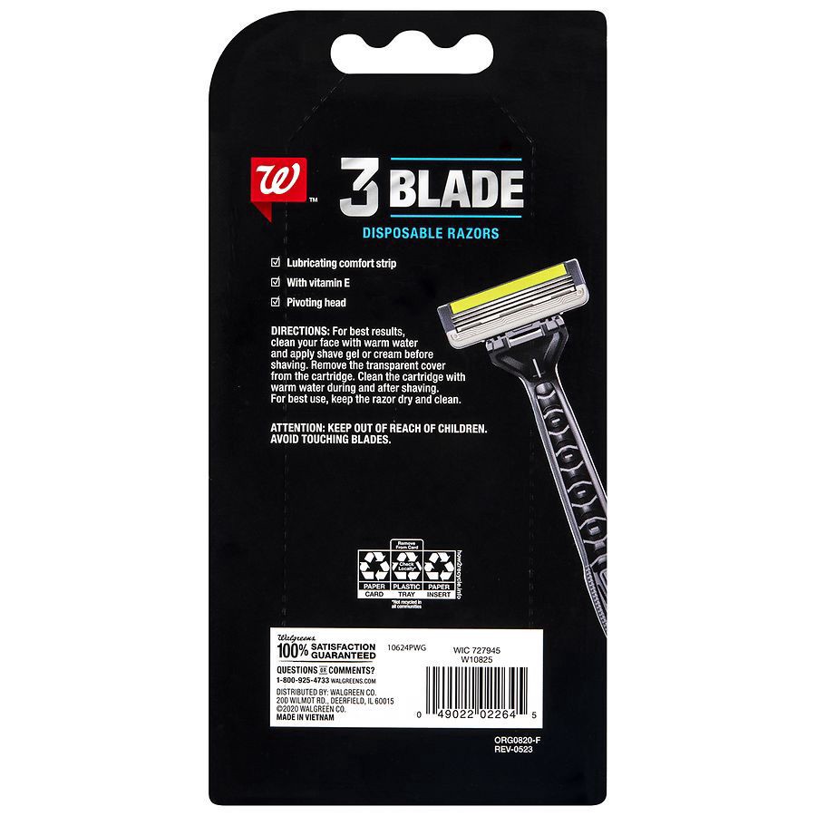 slide 2 of 2, Walgreens Men's Triple Blade Razors, 3 ct