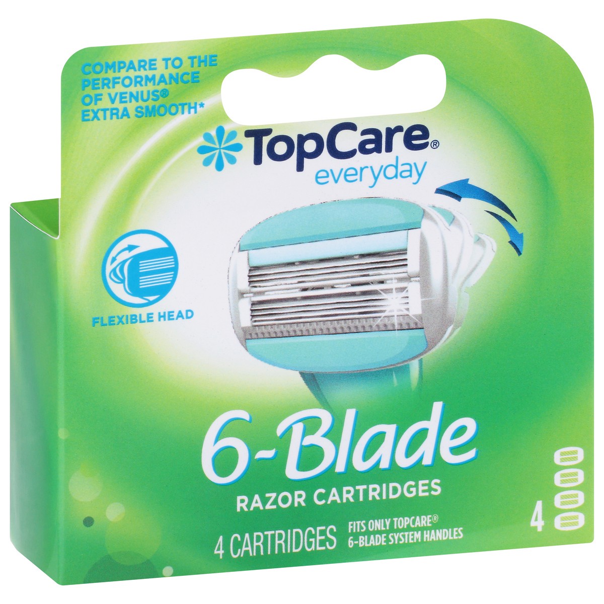 slide 2 of 15, TopCare Everyday 6-Blade Razor Cartridges 4 ea, 4 ct