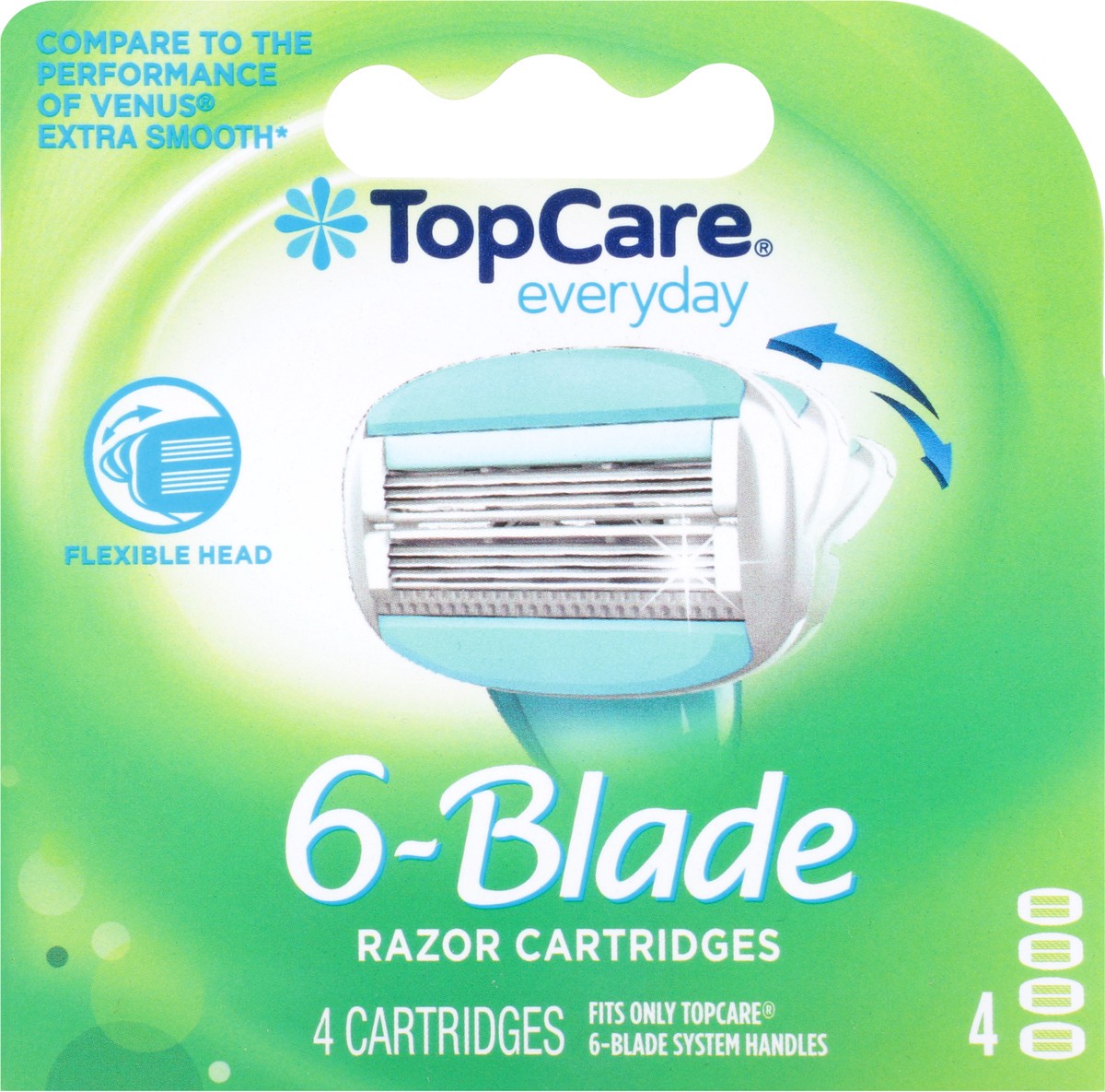 slide 3 of 15, TopCare Everyday 6-Blade Razor Cartridges 4 ea, 4 ct