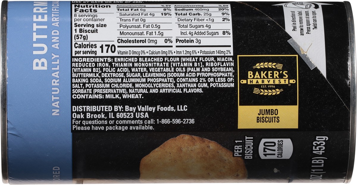 slide 9 of 9, Baker's Harvest Buttermilk Biscuits Jumbo 8 ea, 16 oz