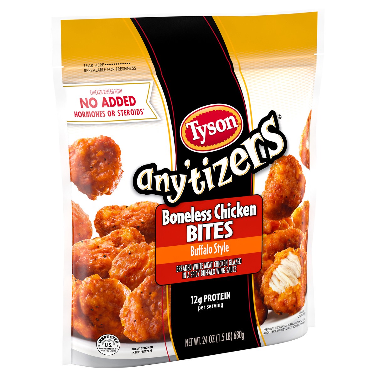 slide 2 of 6, Tyson Any'tizers Buffalo Style Boneless Chicken Bites, 24 oz (Frozen), 680.39 g