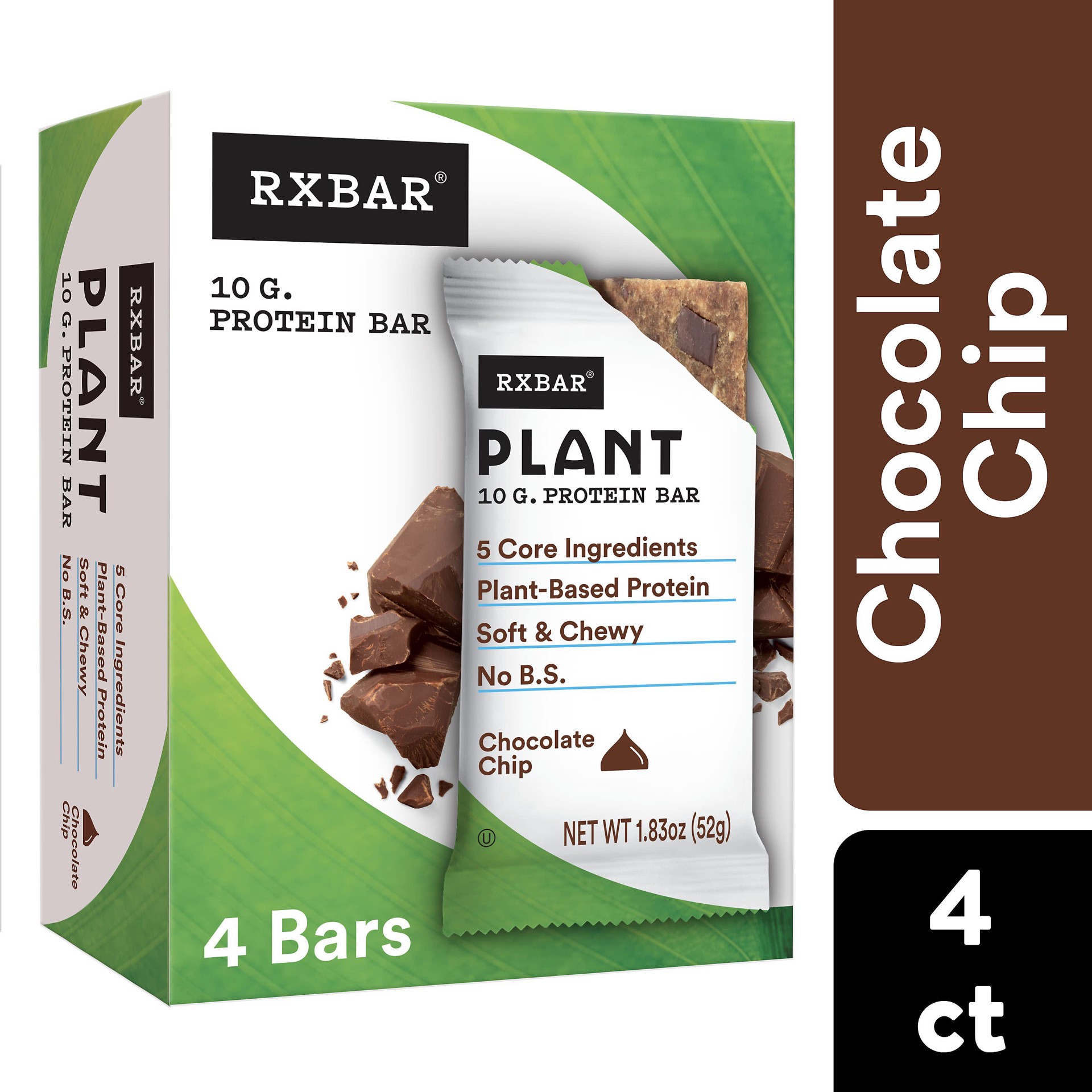 slide 1 of 2, RXBAR Protein Bars, Chocolate Chip, 7.32 oz, 4 Count, 1 ct