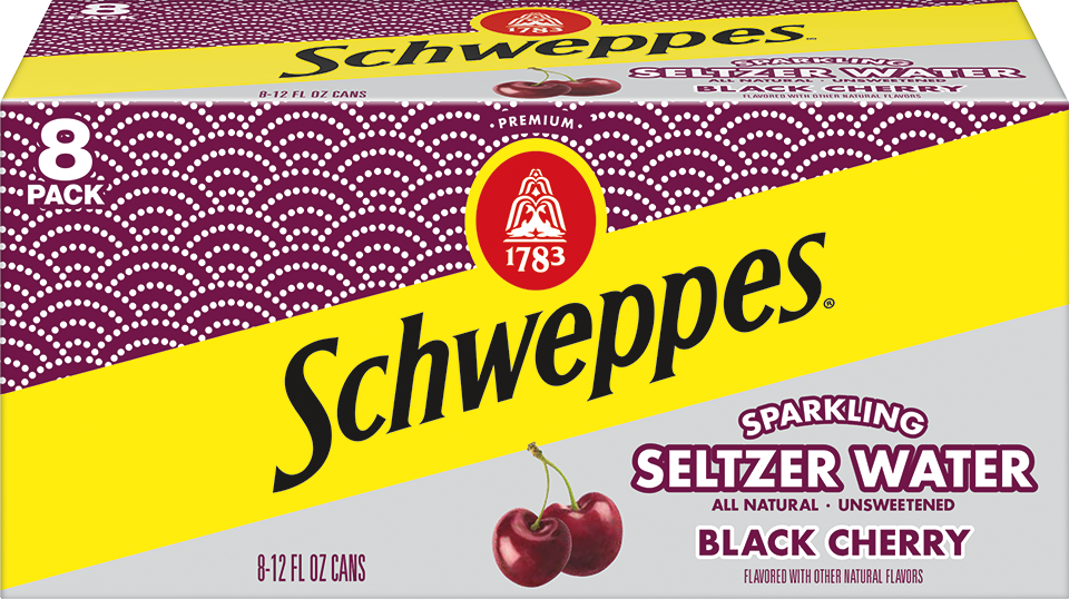 slide 3 of 4, Schweppes Black Cherry Sparkling Water Beverage, 12 fl oz cans, 8 pack, 8 ct